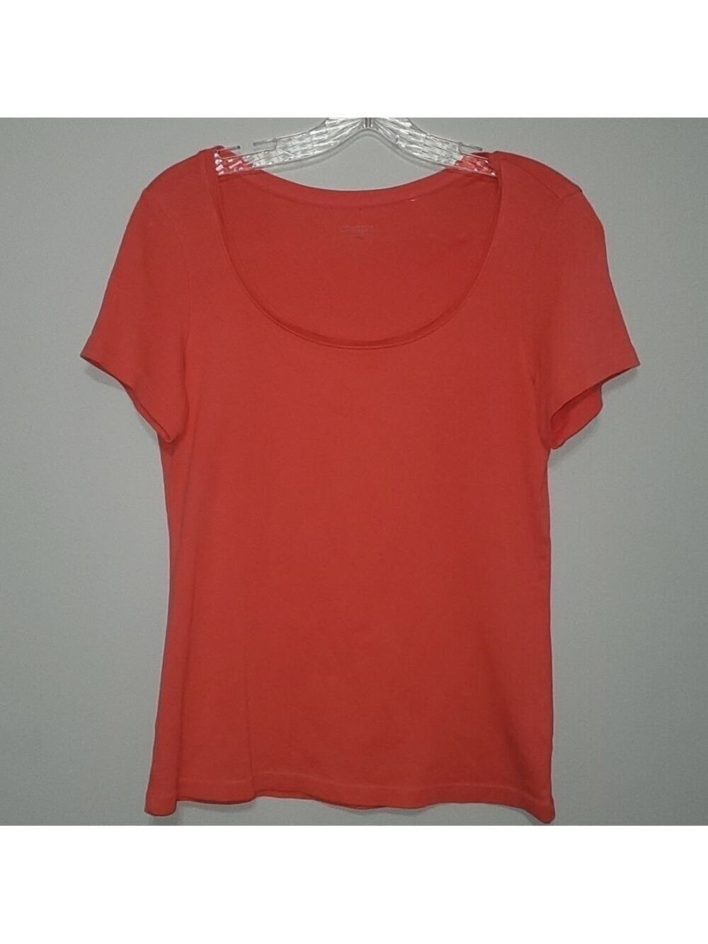 Chico's top women’s size 0 equals size small sz 4 coral scoop neck top shirt